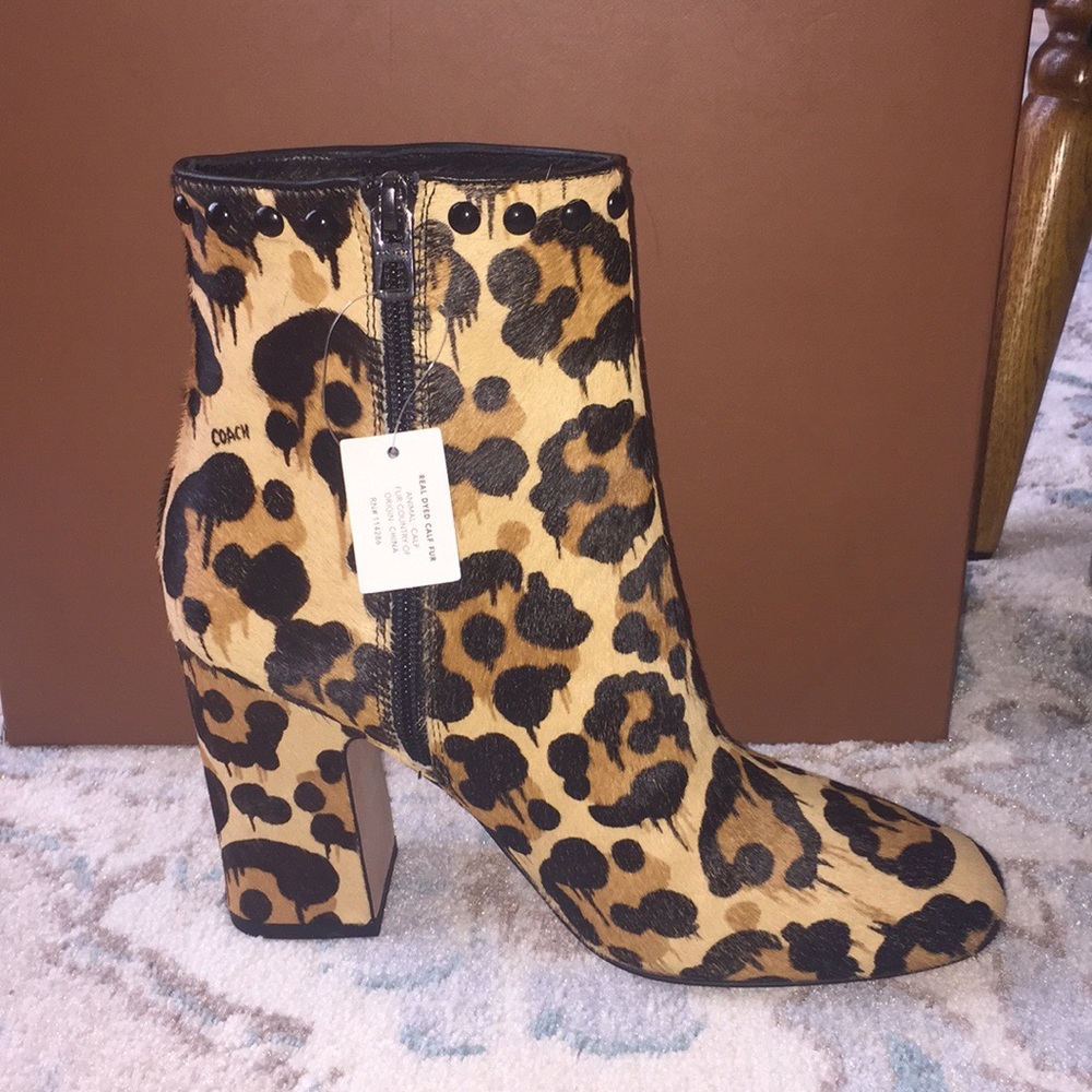 🚫SOLD🚫Coach leopard studded booties - Picture 3 of 7